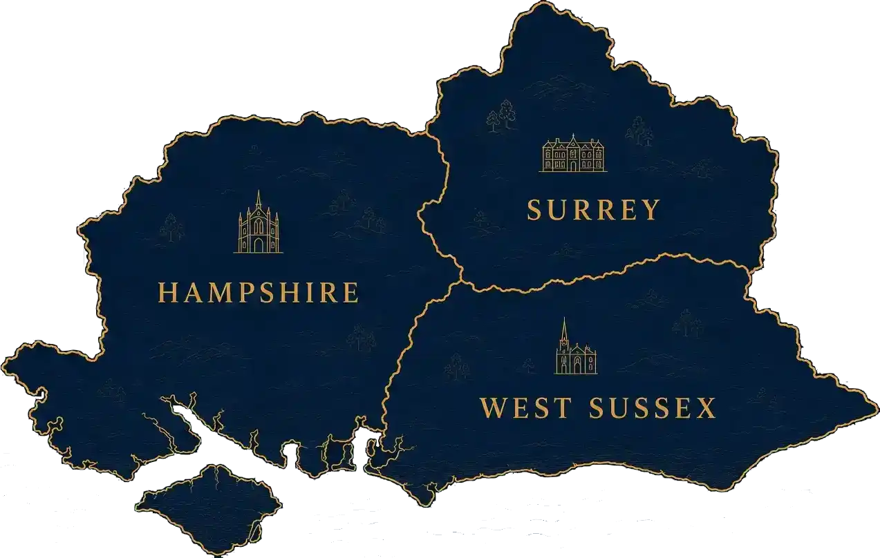 map of hampshire surrey and west sussex